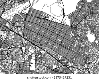 Vector city map of Ciudad Nezahualcoyotl in Mexico with black roads isolated on a white background.