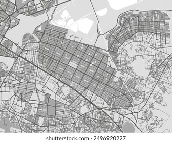 Vector city map of Ciudad Nezahualcoyotl in Mexico with black roads isolated on a grey background.