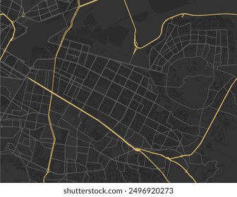 Vector city map of Ciudad Nezahualcoyotl in Mexico with yellow roads isolated on a brown background.