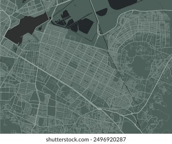 Vector city map of Ciudad Nezahualcoyotl in Mexico with white roads isolated on a green background