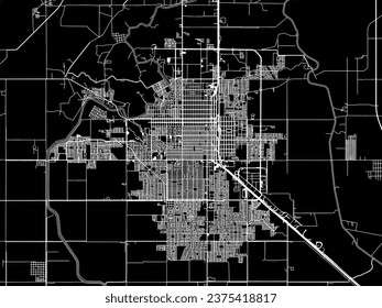 Vector city map of Ciudad Obregon in Mexico with white roads isolated on a black background.