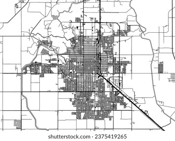 Vector city map of Ciudad Obregon in Mexico with black roads isolated on a white background.