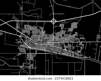 Vector city map of Ciudad Rio Bravo in Mexico with white roads isolated on a black background.