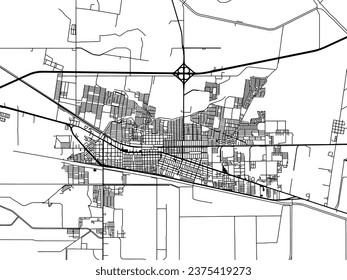 Vector city map of Ciudad Rio Bravo in Mexico with black roads isolated on a white background.