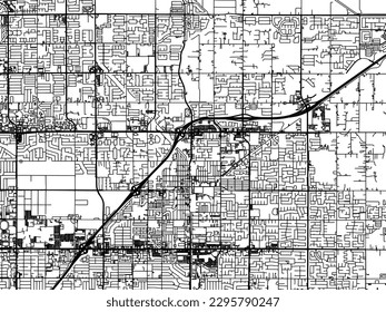 Vector city map of Clovis California in the United States of America with black roads isolated on a white background.
