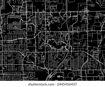 Vector city map of Coconut Creek Florida in the United States of America with white roads isolated on a black background.