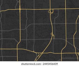 Vector city map of Coconut Creek Florida in the United States of America with yellow roads isolated on a brown background.