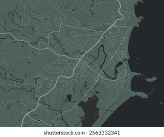 Vector city map of Coffs Harbour in Australia with white roads isolated on a green background.