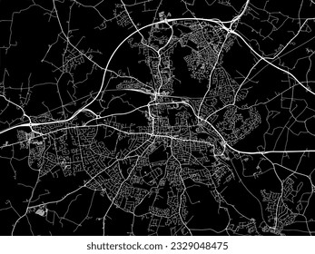 Vector city map of Colchester in the United Kingdom with white roads isolated on a black background.