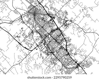 Mapa de la ciudad vectorial de la Estación de Colegio Texas en los Estados Unidos de América con carreteras negras aisladas en un fondo blanco.