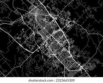 Vector city map of College Station Texas in the United States of America with white roads isolated on a black background.