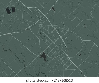 Vector city map of College Station Texas in the United States of America with white roads isolated on a green background.