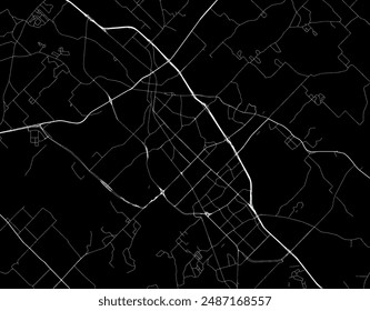 Vector city map of College Station Texas in the United States of America with white roads isolated on a black background.