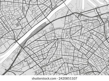 Vector city map of Colombes in France with black roads isolated on a grey background.