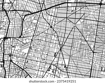 Vector city map of Colonia del Valle in Mexico with black roads isolated on a white background.