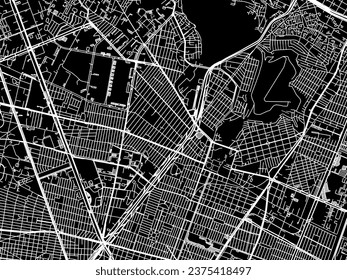 Vector city map of Colonia Lindavista in Mexico with white roads isolated on a black background.