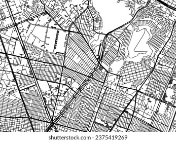 Vector city map of Colonia Lindavista in Mexico with black roads isolated on a white background.