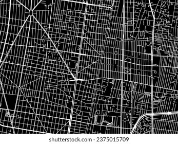 Vector city map of Colonia Nativitas in Mexico with white roads isolated on a black background.