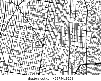 Vector city map of Colonia Nativitas in Mexico with black roads isolated on a white background.