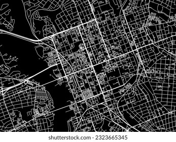 Mapa de la ciudad vector del Centro de Columbia Carolina del Sur en los Estados Unidos de América con carreteras blancas aisladas en un fondo negro.