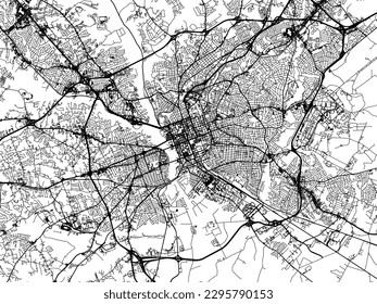 Vector city map of Columbia South Carolina in the United States of America with black roads isolated on a white background.