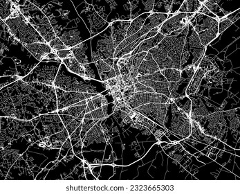 Vector city map of Columbia South Carolina in the United States of America with white roads isolated on a black background.