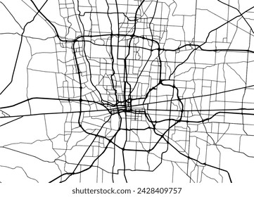 Vector city map of Columbus Ohio in the United States of America with black roads isolated on a white background.