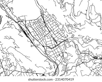 Vector city map of Como in Italy with black roads isolated on a white background.