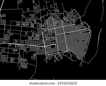 Vector city map of Concepcion del Uruguay in Argentina with white roads isolated on a black background.