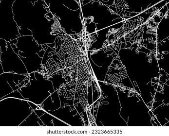 Vector city map of Concord New Hampshire in the United States of America with white roads isolated on a black background.