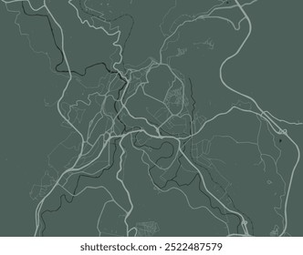 Vector city map of Constantine in Algeria with white roads isolated on a green background.