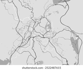 Vector city map of Constantine in Algeria with black roads isolated on a grey background