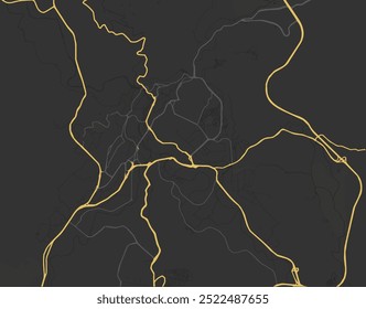 Vector city map of Constantine in Algeria with yellow roads isolated on a brown background.