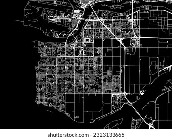 Vector city map of Coquitlam British Columbia in Canada with white roads isolated on a black background.