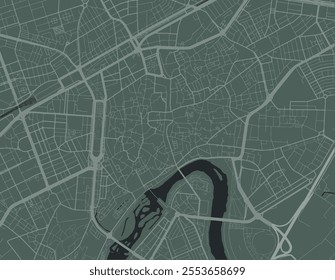 Vector city map of Cordoba Centro in Spain with white roads isolated on a green background.