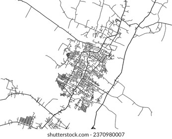 Vector city map of Cotabato in the Philippines with black roads isolated on a white background.