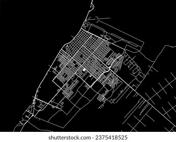 Stadtplan von Cozumel in Mexiko mit weißen Straßen einzeln auf schwarzem Hintergrund.