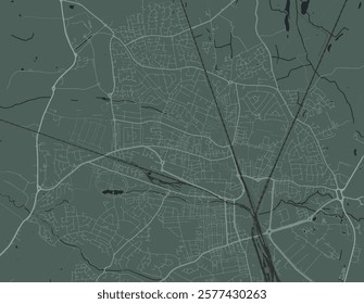 Vector city map of Crewe in the United Kingdom with white roads isolated on a green background.