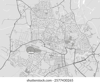 Vector city map of Crewe in the United Kingdom with black roads isolated on a grey background.