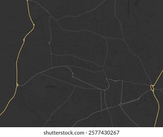 Vector city map of Crewe in the United Kingdom with yellow roads isolated on a brown background.