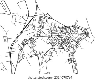 Vector city map of Crotone in Italy with black roads isolated on a white background.