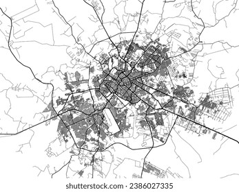 Vector city map of Cuiaba in Brazil with black roads isolated on a white background.