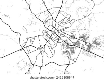 Vector city map of Cuiaba in Brazil with black roads isolated on a white background.