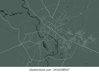 Vector city map of Cuiaba in Brazil with white roads isolated on a green background.