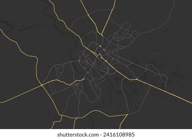 Vector city map of Cuiaba in Brazil with yellow roads isolated on a brown background.