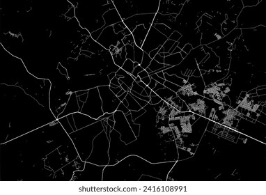 Vector city map of Cuiaba in Brazil with white roads isolated on a black background.