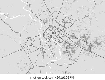 Vector city map of Cuiaba in Brazil with black roads isolated on a grey background.