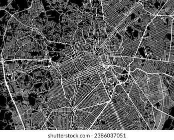 Vector city map of Curitiba in Brazil with white roads isolated on a black background.