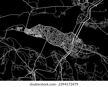 Vector city map of Cuttack in the Republic of India with white roads isolated on a black background.