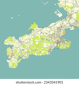 Vector city map of Dalian, Liaoning, China
